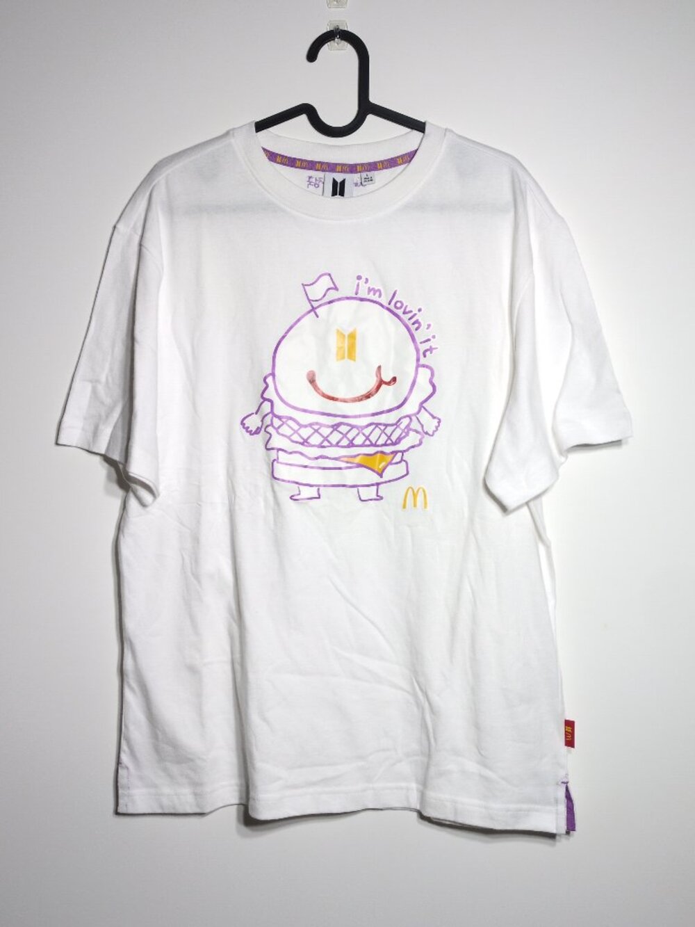 BTS Jung Kook Mcdonalds Graphic T Shirt Size Large White Short Sleeve Collab